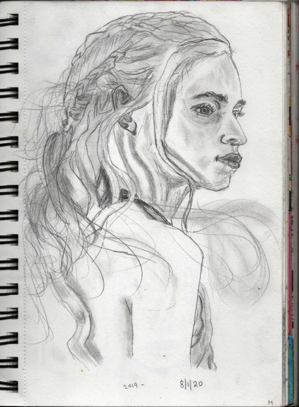 Daenarys Targaryen: Mother of Dragons - Pencil on paper